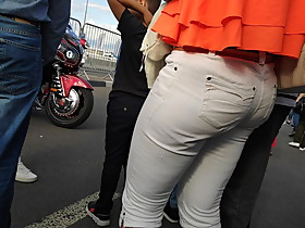 Candid ass milfs in tight white pants